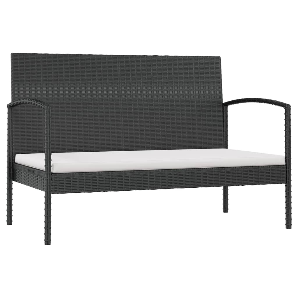 16 pcs conjunto lounge de jardim c/ almofadões vime PE preto