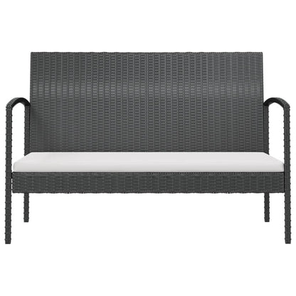 16 pcs conjunto lounge de jardim c/ almofadões vime PE preto