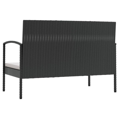 16 pcs conjunto lounge de jardim c/ almofadões vime PE preto