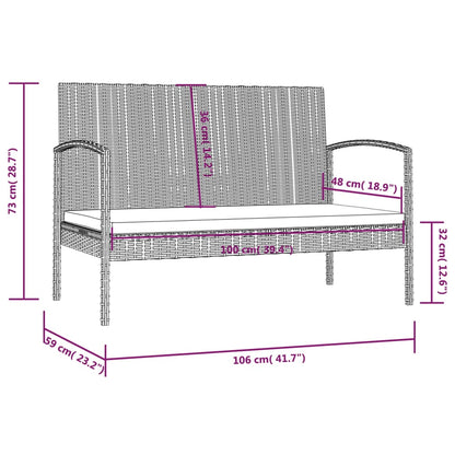 8 pcs Conjunto lounge de jardim com almofadões vime PE castanho