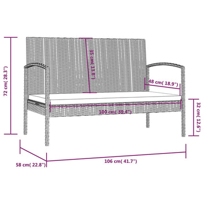 8 pcs conjunto lounge de jardim c/ almofadões vime PE cinzento