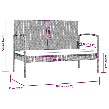 16 pcs conjunto lounge de jardim c/ almofadões vime PE cinzento