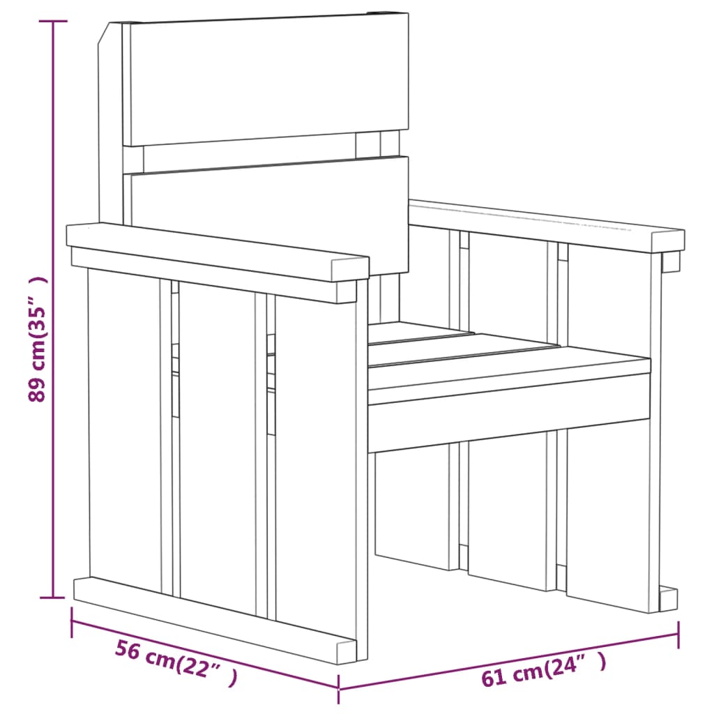 3 pcs conjunto de jantar para jardim pinho impregnado