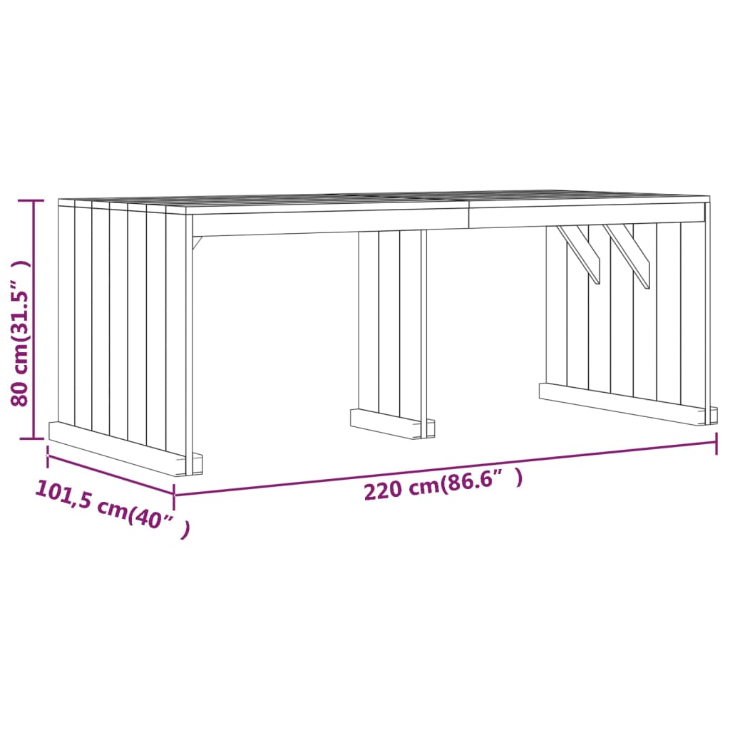 7 pcs conjunto de jantar p/ jardim pinho impregnado