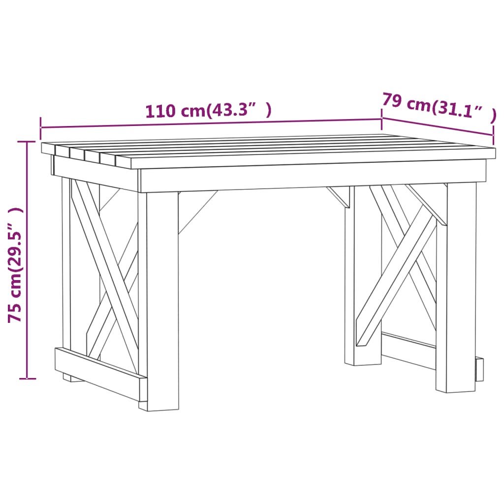 3 pcs conjunto de jantar para jardim pinho impregnado