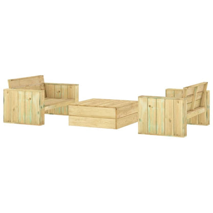 3 pcs conjunto lounge de jardim madeira de pinho impregnada