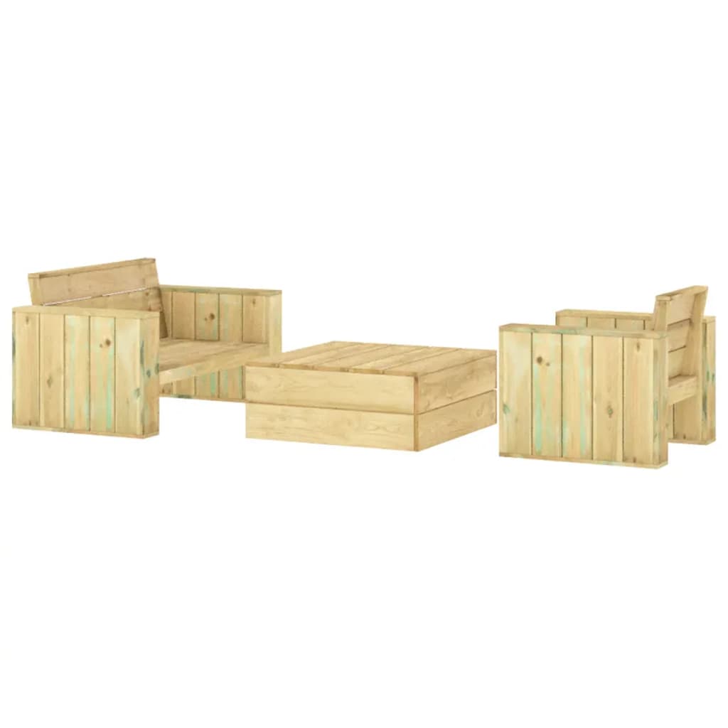 3 pcs conjunto lounge de jardim madeira de pinho impregnada