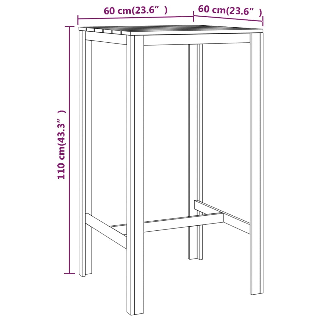 3 pcs conjunto de bar para jardim madeira de pinho impregnada