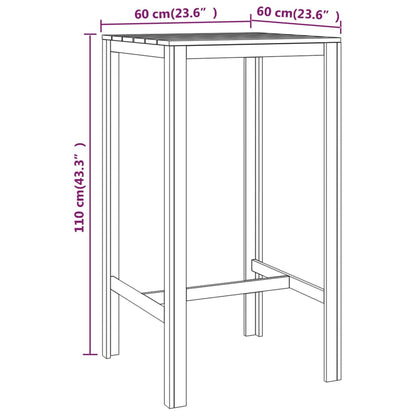 3 pcs conjunto de bar para jardim madeira de pinho impregnada