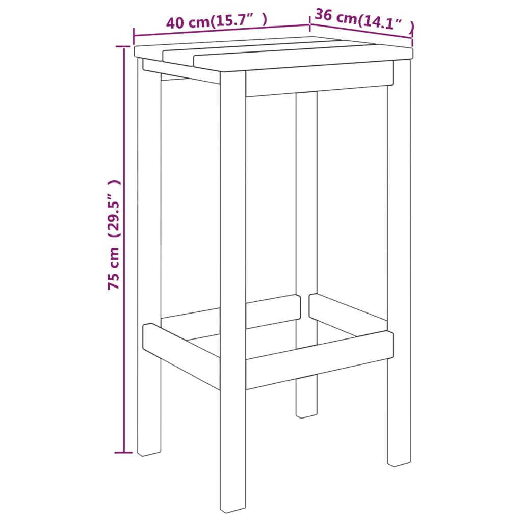 3 pcs conjunto de bar para jardim madeira de pinho impregnada