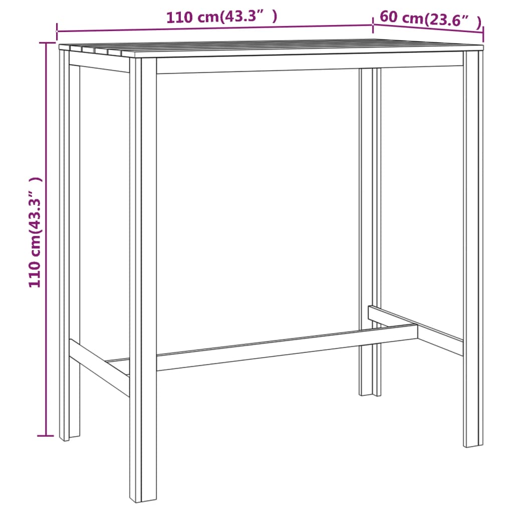 5 pcs conjunto de bar para jardim madeira de pinho impregnada