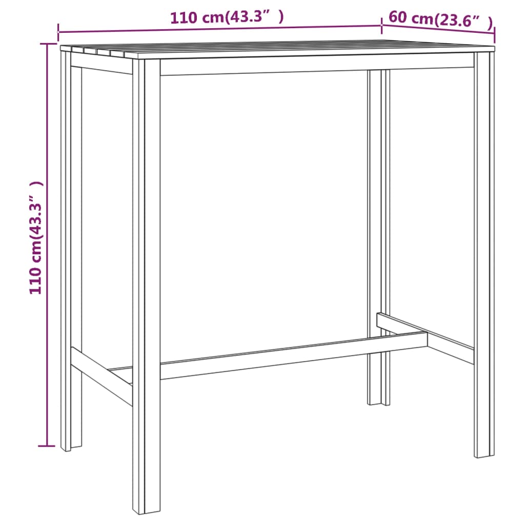 7 pcs conjunto de bar para jardim madeira de pinho impregnada