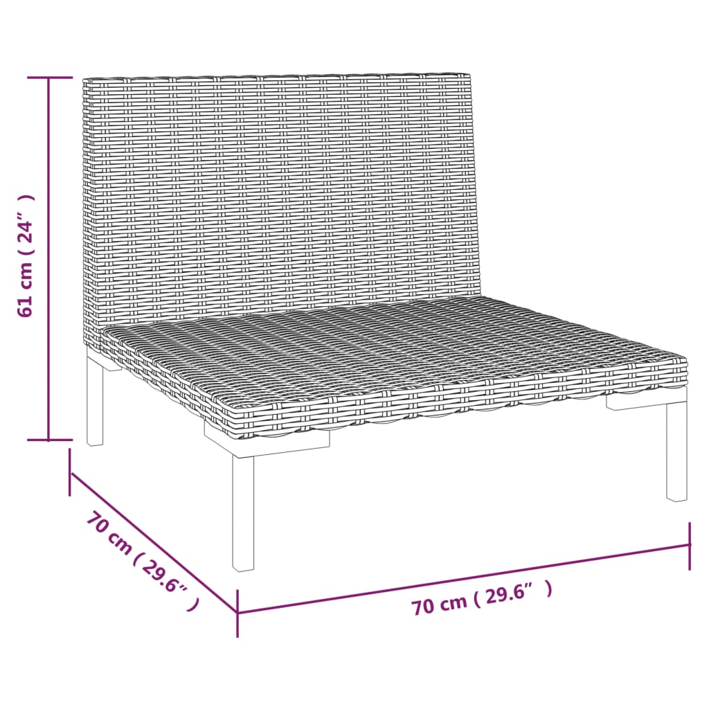 Sofá de jardim com almofadões semicircular vime PE