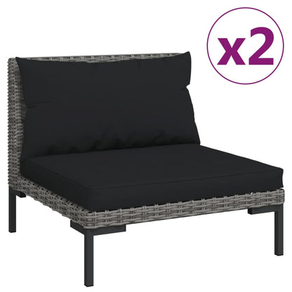 3 pcs conj. lounge jardim vime PE semicircular cinzento-escuro