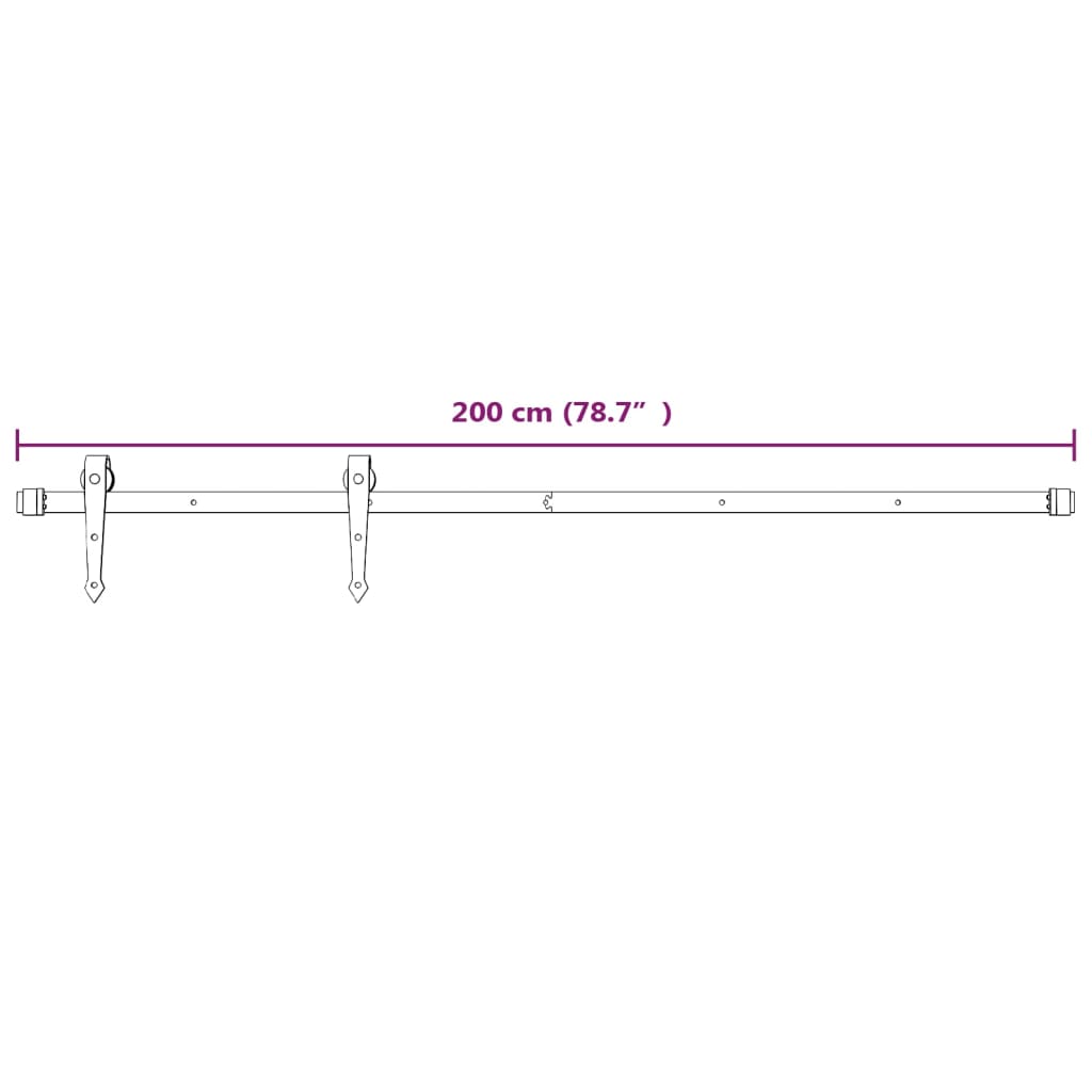 Kit de ferragens para porta deslizante 200 cm aço branco