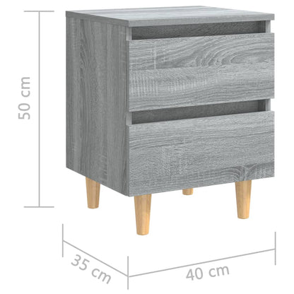 Mesa cabeceira + pernas madeira maciça 40x35x50 cm sonoma cinza