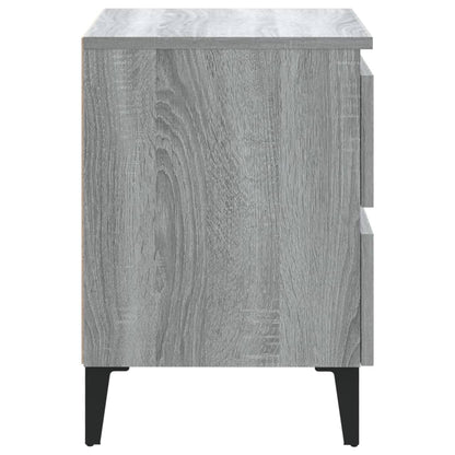 Mesa de cabeceira c/ pernas em metal 40x35x50 cm sonoma cinza