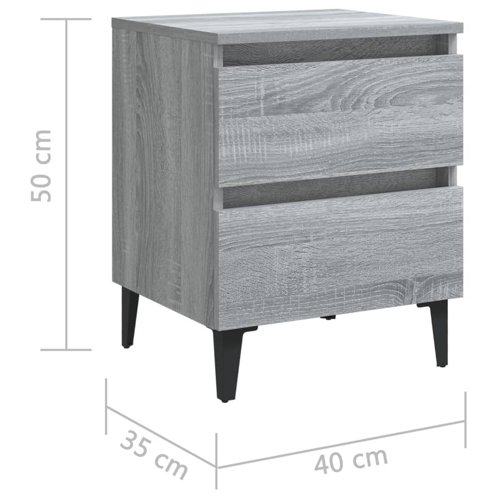 Mesa de cabeceira c/ pernas em metal 40x35x50 cm sonoma cinza