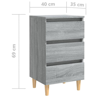 Mesas de cabeceira pernas madeira 2pcs 40x35x69 cm sonoma cinza