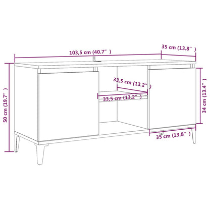 Móvel de TV com pernas em metal 103,5x35x50 cm sonoma cinzento