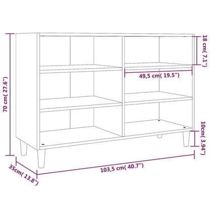 Aparador Hera - Cor Cinzento Sonoma - 103,5x35x70 cm - Aglomerado e 4 Pés em Madeira de Eucalipto Maciça - Design Nórdico