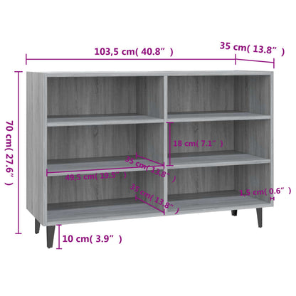 Aparador Lotiv - Cor Cinzento Sonoma -  Com 6 Prateleiras - 103,5x35x70 cm - Design Moderno