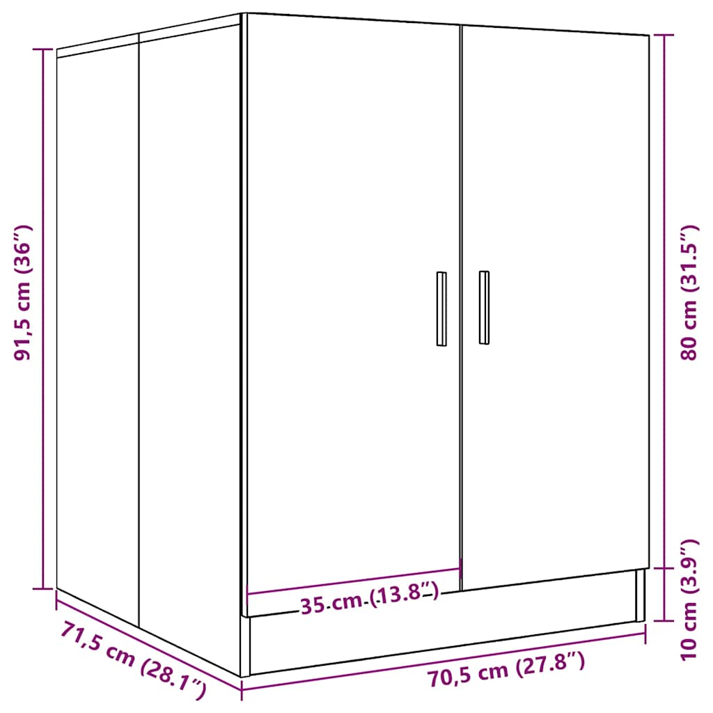 idaXL Armário máquina lavar roupa 71x71,5x91,5 cm carvalho castanho