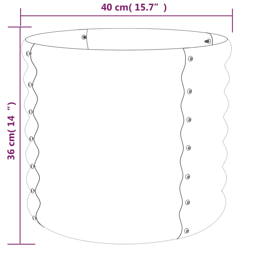 Vaso/floreira de jardim aço revestido a pó 40x40x36 cm prateado