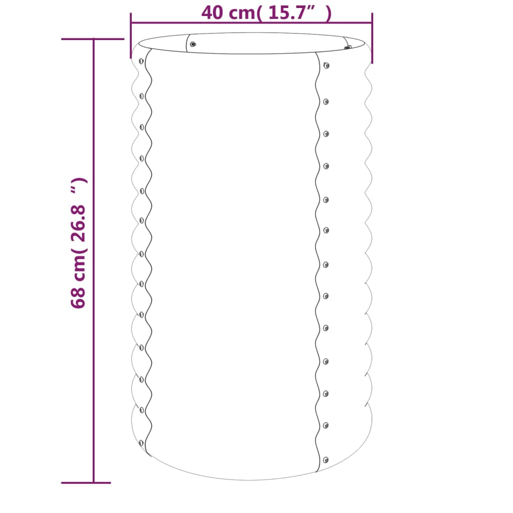 Vaso/floreira de jardim aço revestido a pó 40x40x68 cm verde