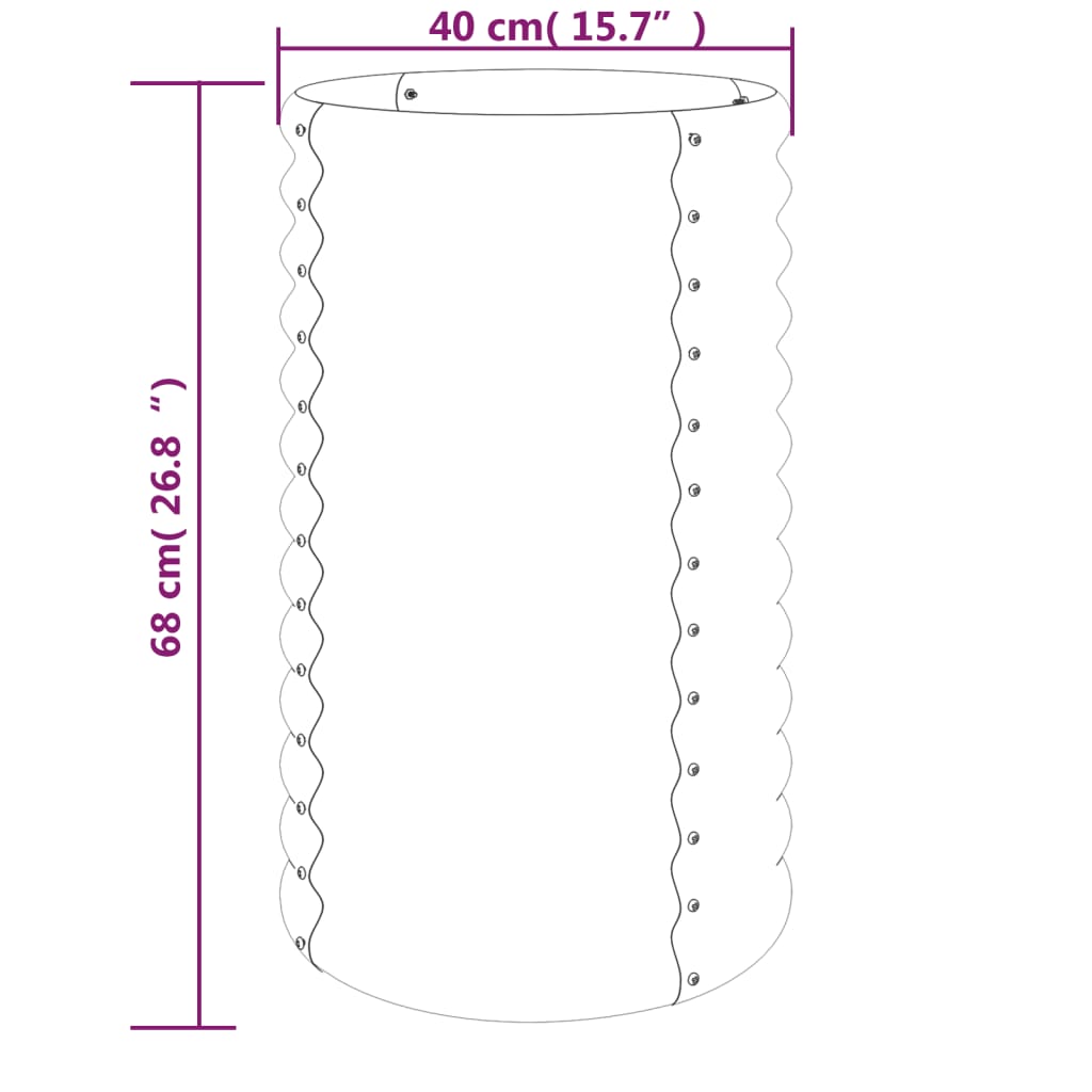 Vaso/floreira de jardim aço revestido a pó 40x40x68 cm prateado