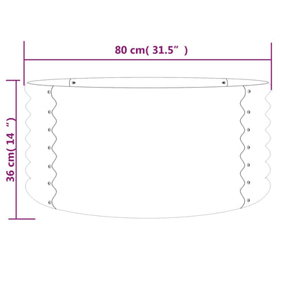 Vaso/floreira de jardim aço revestido a pó 80x80x36 cm castanho