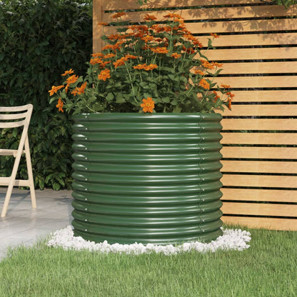 Vaso/floreira de jardim aço revestido a pó 80x80x68 cm verde