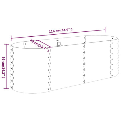 Canteiro elevado jardim 114x40x36cm aço revestido a pó castanho