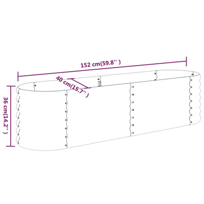 Canteiro elevado jardim 152x40x36 aço revestido a pó antracite