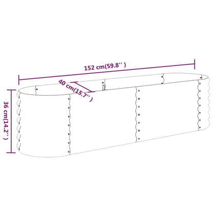 Canteiro elevado jardim 152x40x36cm aço revestido a pó prateado