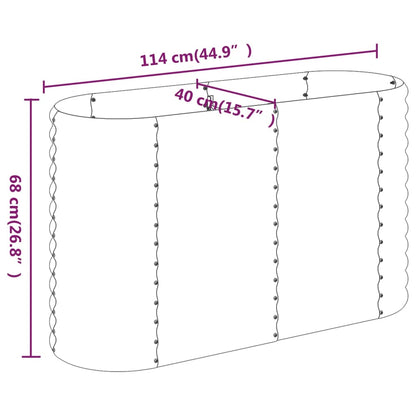 Canteiro elevado jardim 114x40x68 aço revestido a pó antracite