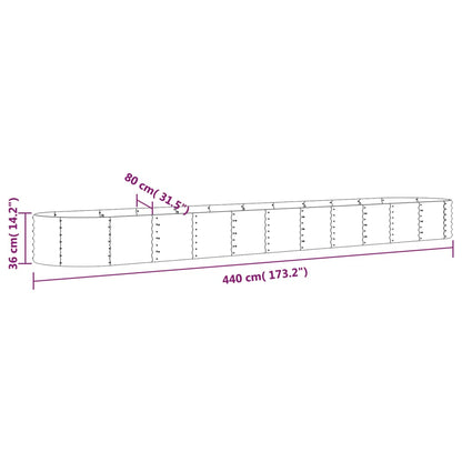 Canteiro elevado jardim 440x80x36 cm aço revestido a pó verde