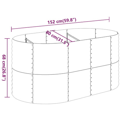 Canteiro elevado jardim 152x80x68 cm aço revestido a pó verde