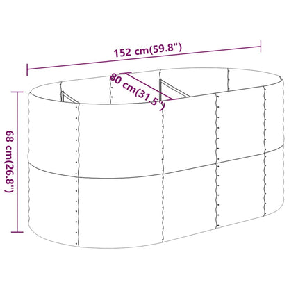 Canteiro elevado jardim 152x80x68 aço revestido a pó antracite