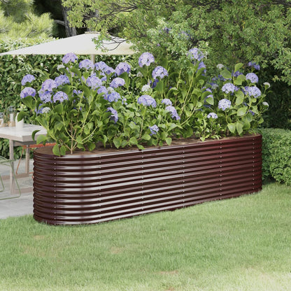 Canteiro elevado jardim 296x80x68cm aço revestido a pó castanho