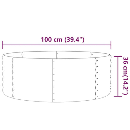 Canteiro elevado jardim 100x100x36 aço revestido a pó cinzento