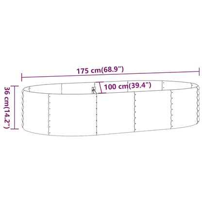 Canteiro elevado jardim 175x100x36 aço revestido a pó antracite