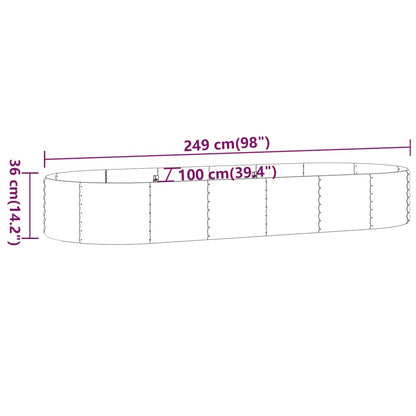 Canteiro elevado jardim 249x100x36 cm aço revestido a pó verde