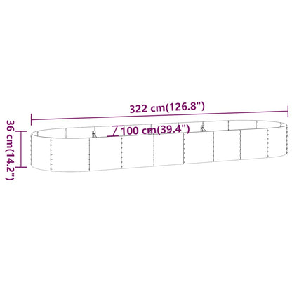 Canteiro elevado jardim 322x100x36 cm aço revestido a pó verde