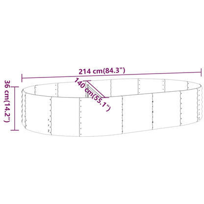 Canteiro elevado jardim 214x140x36 aço revestido a pó cinzento