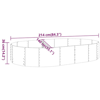 Canteiro elevado jardim 214x140x36 aço revestido a pó antracite