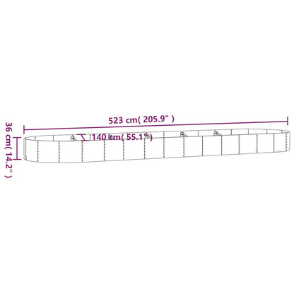 Canteiro elevado jardim 523x140x36 cm aço revestido a pó verde