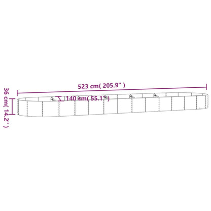 Canteiro elevado jardim 523x140x36 aço revestido a pó antracite