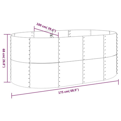 Canteiro elevado jardim 175x100x68 aço revestido a pó cinzento