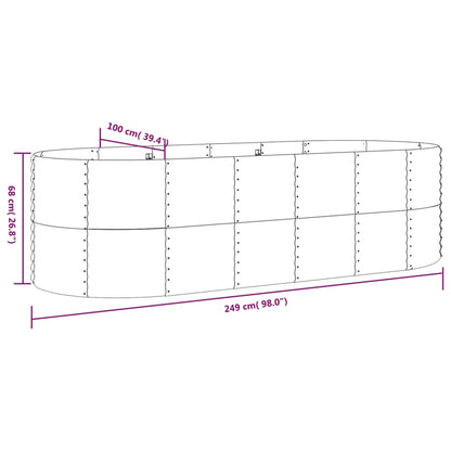 Canteiro elevado jardim 249x100x68 aço revestido a pó castanho